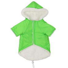 Pet green plus velvet hooded soft warm double pocket cotton vest